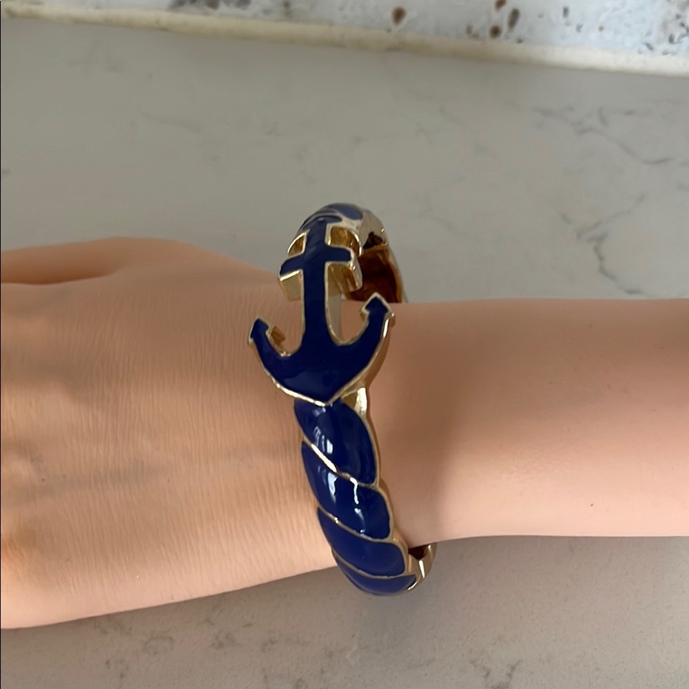 Nautical Blue and Gold Anchor Bracelet